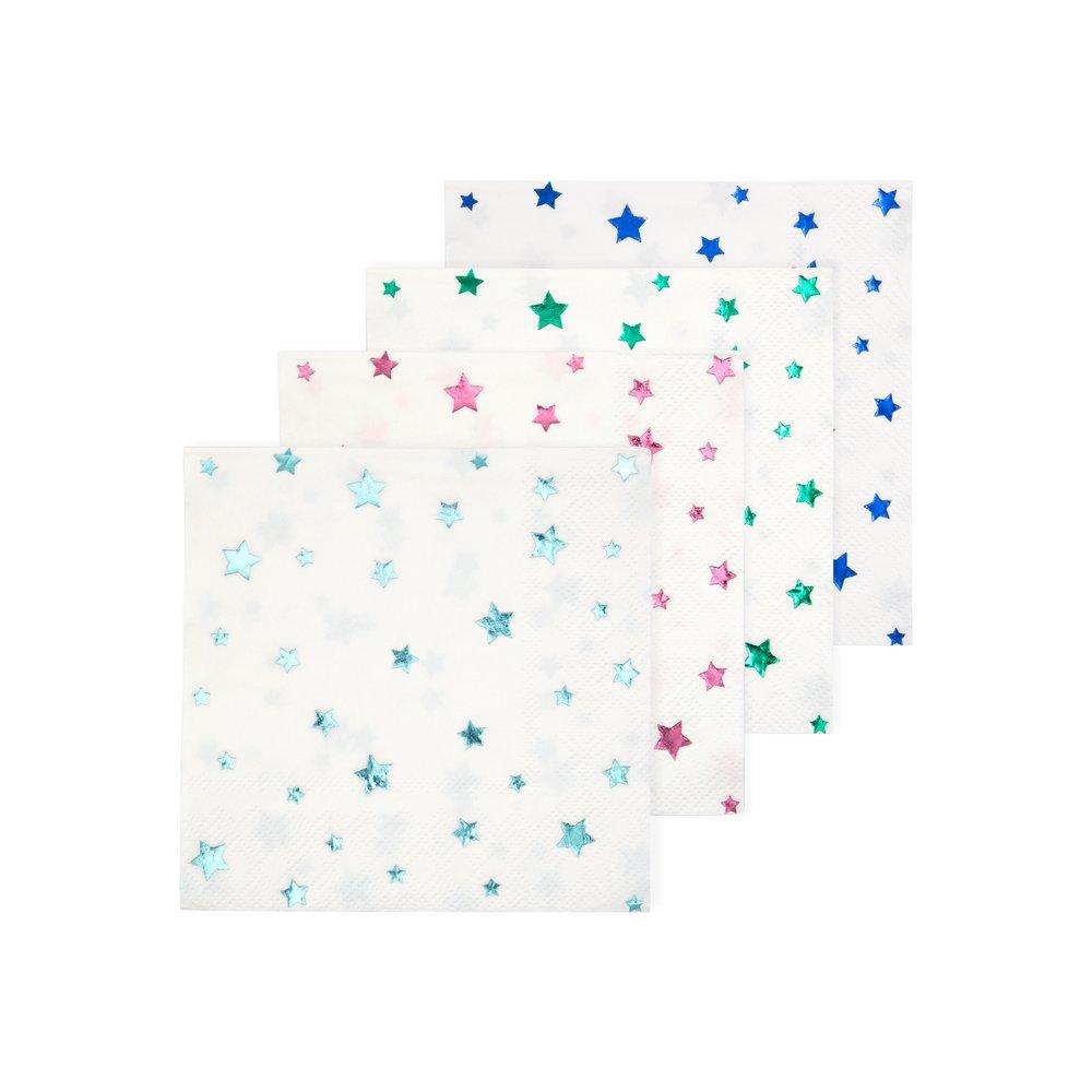 Colourful Shimmering Star Print Small Paper Napkins By Meri Meri